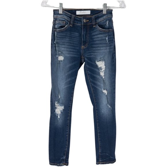 Kancan Distressed Jeans Skinny Ankle Crop Size 23 Mid Rise Womens - Picture 1 of 7